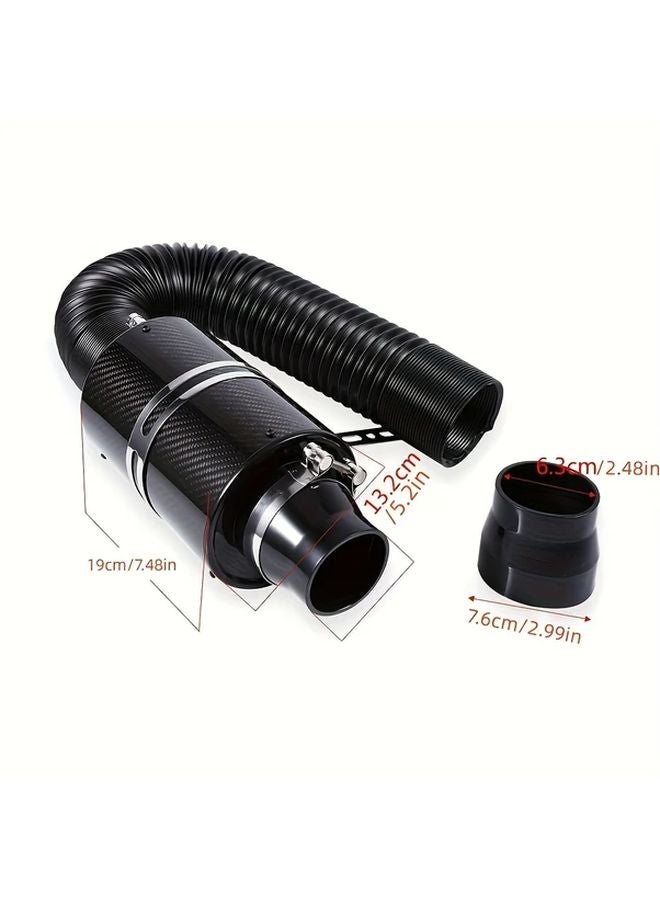 Black Universal High Performance Automotive Air Filter Kit Mushroom Head Carbon Fiber Intake System - Image 2